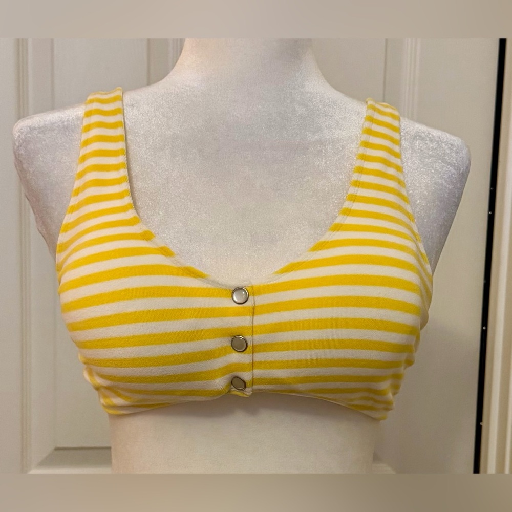 NWT Albertine white and yellow terry bikini top, Sz XL